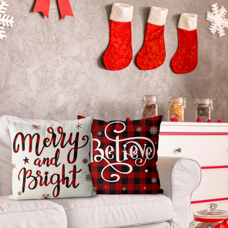 Fete de perini ornamentale, cu model de Sarbatori 45x45 cm set 4 bucati- Decor Craciun [6]