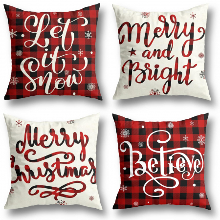 Fete perini - Fete de perini ornamentale, cu model de Sarbatori 45x45 cm set 4 bucati- Decor Craciun
