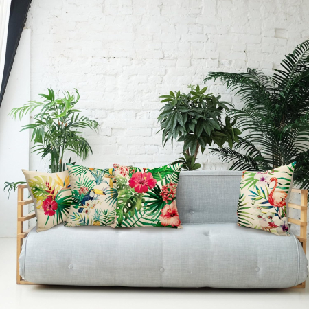 Fete de perini ornamentale model tropical 45x45 cm set 4 bucati [4]