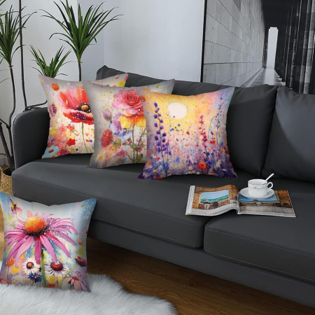 Fete de perini ornamentale model cu flori 45x45 cm set 4 bucati [4]