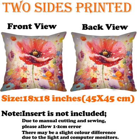 Fete de perini ornamentale model cu flori 45x45 cm set 4 bucati [3]