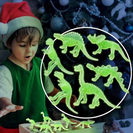 JUCARII - Figurine din lumea animalelor 12 bucati, minidinozauri care stralucesc