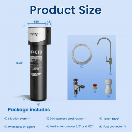 Filtru pentru apa curata, instalere sub chiuveta, filtrare 0,01μm, pentru 70000 L [9]