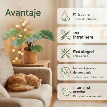 Plantă artificială frunză de măr 45cm 10 frunze realiste lucrată manual în ghiveci de lut – 45cm [4]