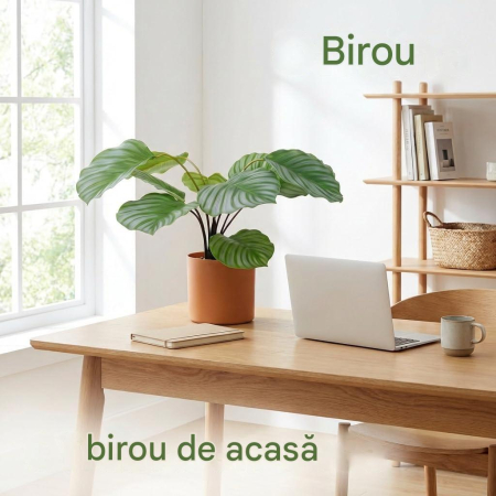 Plantă artificială frunză de măr 45cm 10 frunze realiste lucrată manual în ghiveci de lut – 45cm [1]