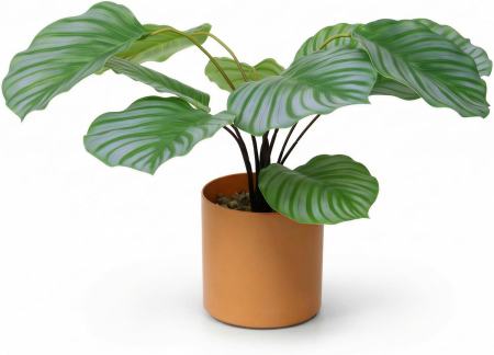 Plante artificiale - Plantă artificială frunză de măr 45cm 10 frunze realiste lucrată manual în ghiveci de lut – 45cm