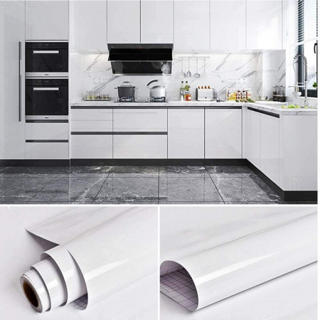 Folie autoadeziva, alba, culoare Glittery White, 40x300 cm [6]
