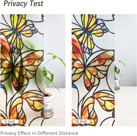 Folie autoadeziva blurata pentru confidentialitate ferestre , blocant UV 30x300 cm fluturi colorati [3]