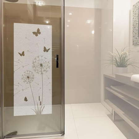 FOLII FERESTRE - Folie autoadeziva blurata pentru confidentialitate ferestre , blocant UV 43x100 cm Papadie cu fluturi