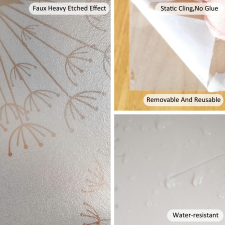 Folie autoadeziva blurata pentru confidentialitate ferestre , blocant UV 43x100 cm Papadie cu fluturi [5]