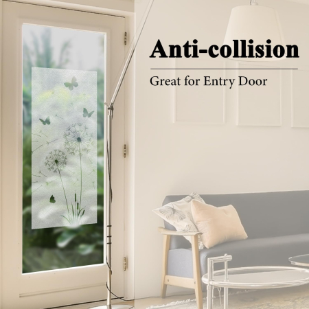 Folie autoadeziva blurata pentru confidentialitate ferestre , blocant UV 43x100 cm Papadie cu fluturi [3]