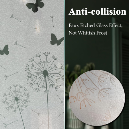 Folie autoadeziva blurata pentru confidentialitate ferestre , blocant UV 43x100 cm Papadie cu fluturi [1]