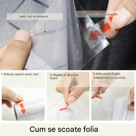 Folie autoadeziva blurata pentru confidentialitate ferestre , blocant UV 60x1000 cm model geometric [6]