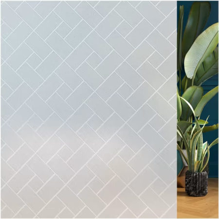 FOLII FERESTRE - Folie autoadeziva blurata pentru confidentialitate ferestre , blocant UV 60x1000 cm model geometric