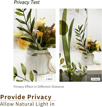 Folie autoadeziva blurata pentru confidentialitate ferestre , blocant UV 43x300 cm flori verzi [2]