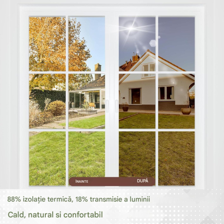 Folie autoadeziva oglinda pentru confidentialitate ferestre , blocant UV, maro/argintiu 44.5x200 cm [1]