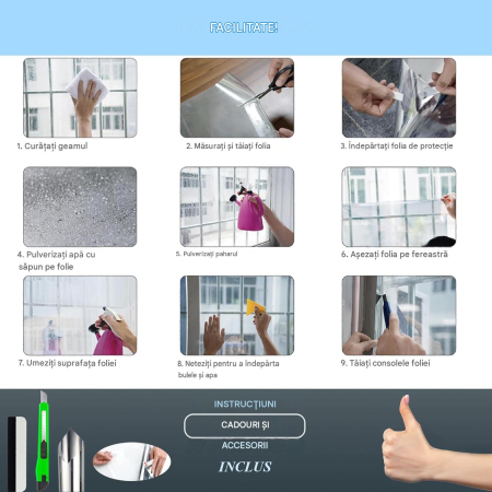 Folie autoadeziva oglinda pentru confidentialitate ferestre , blocant UV, maro/argintiu 44.5x200 cm [6]
