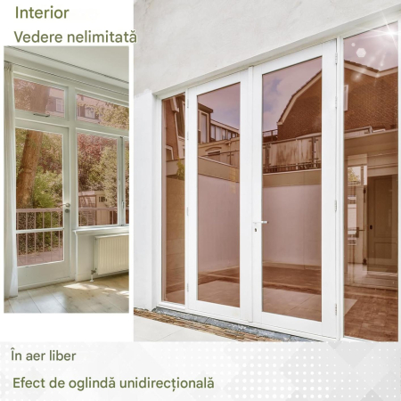 Folie autoadeziva oglinda pentru confidentialitate ferestre , blocant UV, maro/argintiu 44.5x200 cm [3]