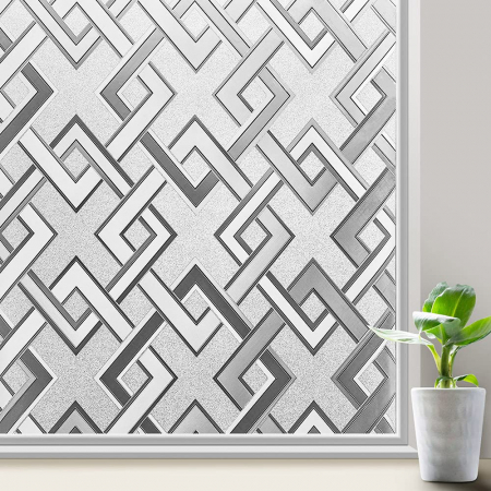 FOLII FERESTRE - Folie confidentialitate ferestre cu model geometri, blocant UV 90x200 cm