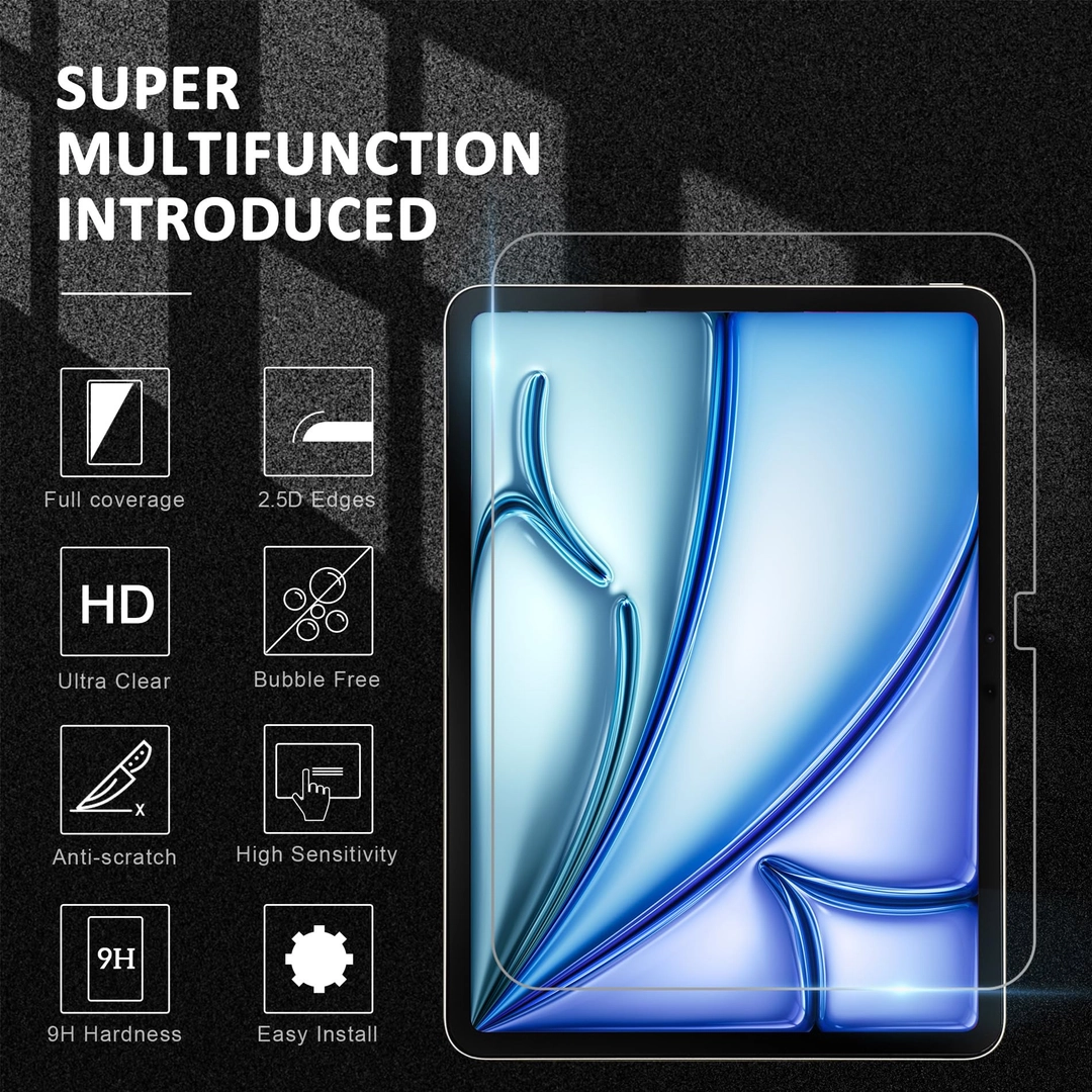 Folie de ecran compatibil cu iPad Air 11 inch M2 (2024), Pachet de 2 buc, sticla duritate 9H [2]