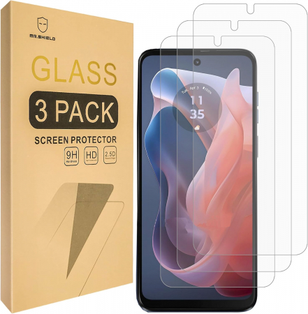 folii ecran telefoane - Folie de ecran compatibil cu Motorola Moto G Play 2024 Pachet de 3 buc, duritate 9H, HD transparenta