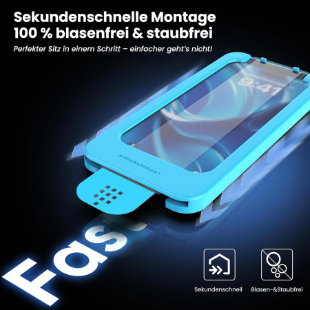 Folie de ecran pentru iPhone 13 Pro Max/14 Plus, sticlă securizată militară indestructibilă 9H+, 100% fără praf și bule [2]