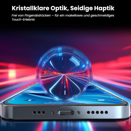 Folie de ecran pentru iPhone 13 Pro Max/14 Plus, sticlă securizată militară indestructibilă 9H+, 100% fără praf și bule [6]