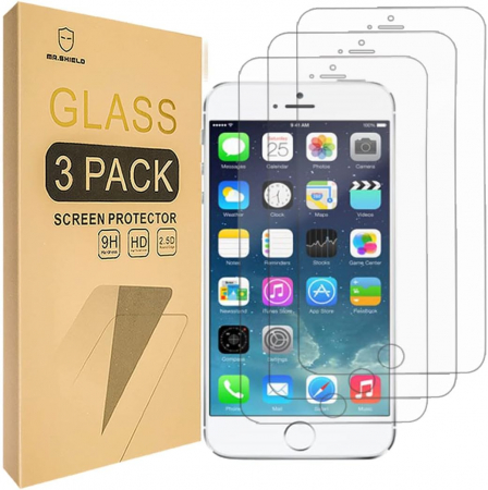folie ecran - Folii de ecran compatibil cu iPhone 6 / iPhone 6S / iPhone 7 / iPhone 8 , duritate 9H, transparent set de 3