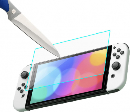 Folii de ecran compatibil cu Nintendo Switch OLED duritate 9H, transparent set de 3 [3]