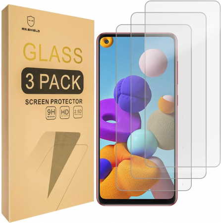 folii ecran telefoane - Folii de ecran compatibil cu Samsung Galaxy A21s, duritate 9H, transparent set de 3