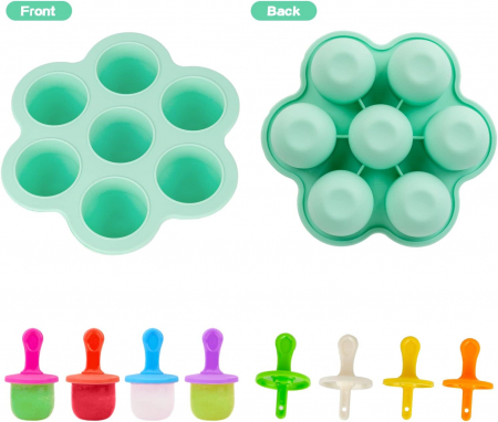 Forme de ingheață din silicon, multicolore, 7 compartimente cu suporturi [1]