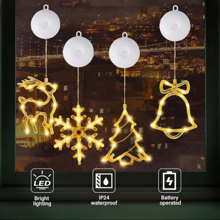 Forme luminoase cu LED-uri si cu ventuze pentru decorat, set 4 bucati [4]