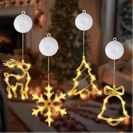 instalatii lumini - Forme luminoase cu LED-uri si cu ventuze pentru decorat, set 4 bucati