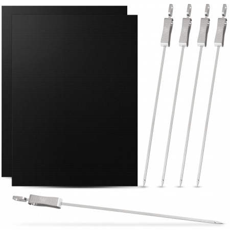 CAMPING - Frigărui de grătar din oțel inoxidabil 5 bucati de 40 cm cu 2 bucăți covoraș pentru grătar antiaderent 40x33 cm