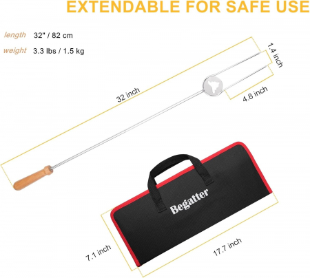Frigarui lungi din otel inoxidabil cu maner din lemn de fag 81.3cm- set 4 bucati [7]