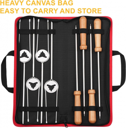 Frigarui lungi din otel inoxidabil cu maner din lemn de fag 81.3cm- set 4 bucati [1]
