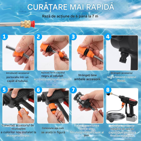 Aparat de spalat de inalta presiune 30Bari, 150W, cu furtun si duze, fara acumulator [7]