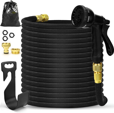 Aparate pentru stropit gradina - Furtun de grădină 30 M, flexibil, cu adaptoare si pistol pulverizare 10 moduri