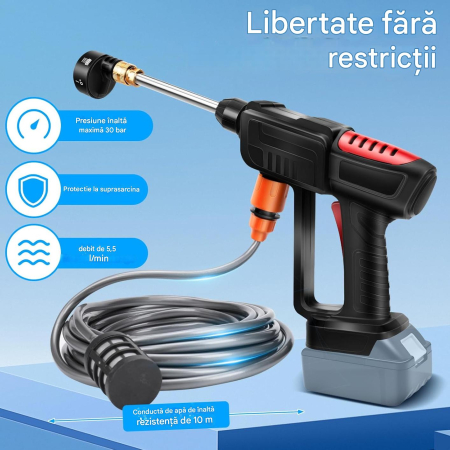 Aparat de spalat de inalta presiune 30Bari, 150W, cu furtun si duze, fara acumulator [6]