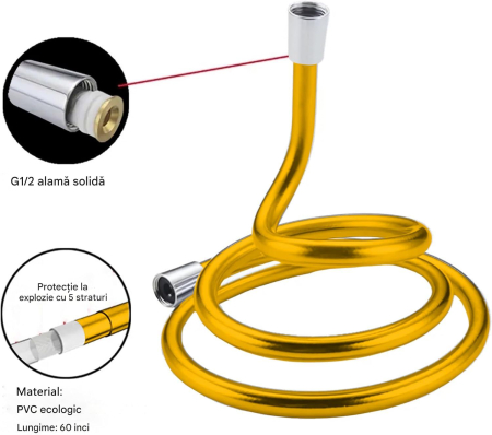Furtun siliconic multistrat de dus gold 1.5 m [2]