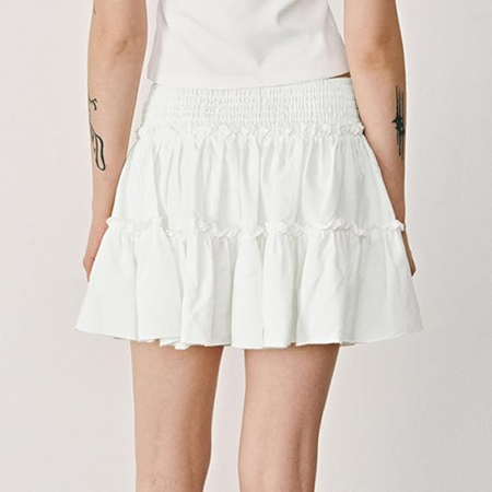 Fusta alba plisata, evazata pentru femei, talie elastica, XL [4]