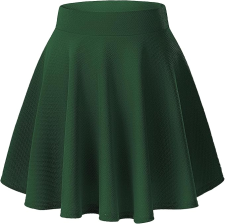 FUSTE - Fusta verde plisata, evazata pentru femei, talie elastica, XL