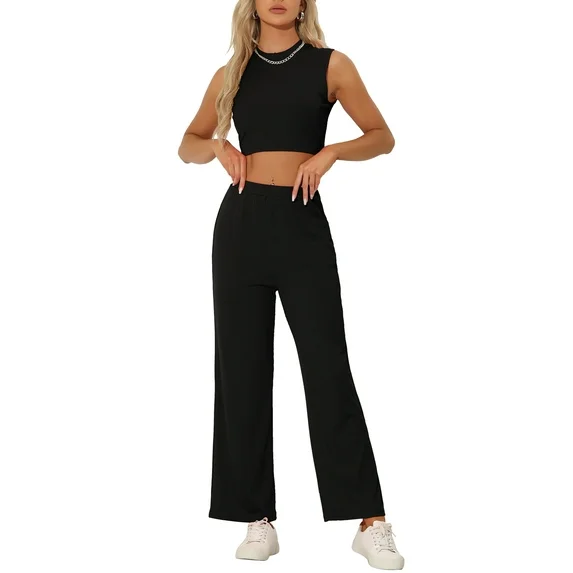 COSTUME 2 PIESE - Costum pantaloni si top negre pentru femei, XL