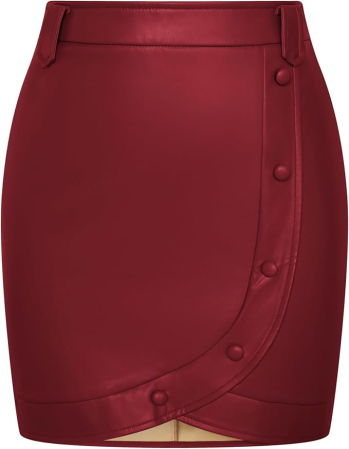ROCHII - Fusta eleganta scurta pentru femei, talie inalta, din piele sintetica L