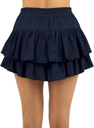 Fusta sport plisata, evazata pentru femei, talie elastica, albastra L [3]