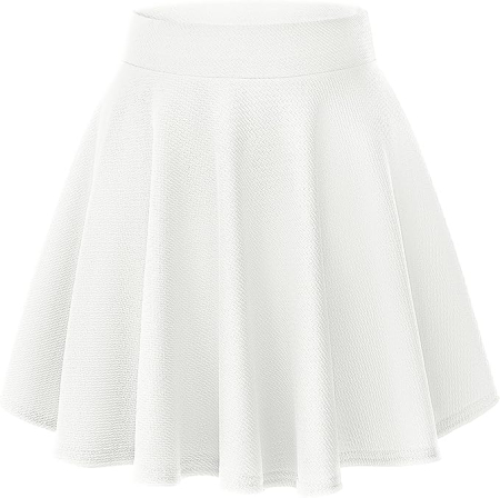 FUSTE - Fusta alba plisata, evazata pentru femei, talie elastica, XL