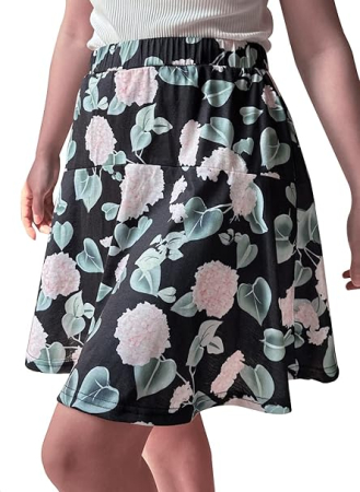 Fusta scurta cu pantaloni pentru femei, casual, neagra cu flori M [2]