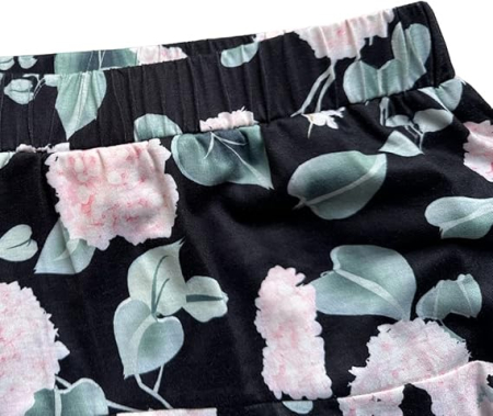 Fusta scurta cu pantaloni pentru femei, casual, neagra cu flori mici M [5]