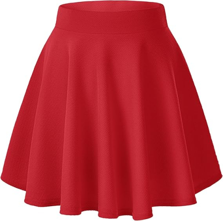 FUSTE - Fusta rosie plisata, evazata pentru femei, talie elastica, M