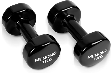 APARATE FITNESS - Gantere metalice imbracate in Vinil Negru 2x1 kg
